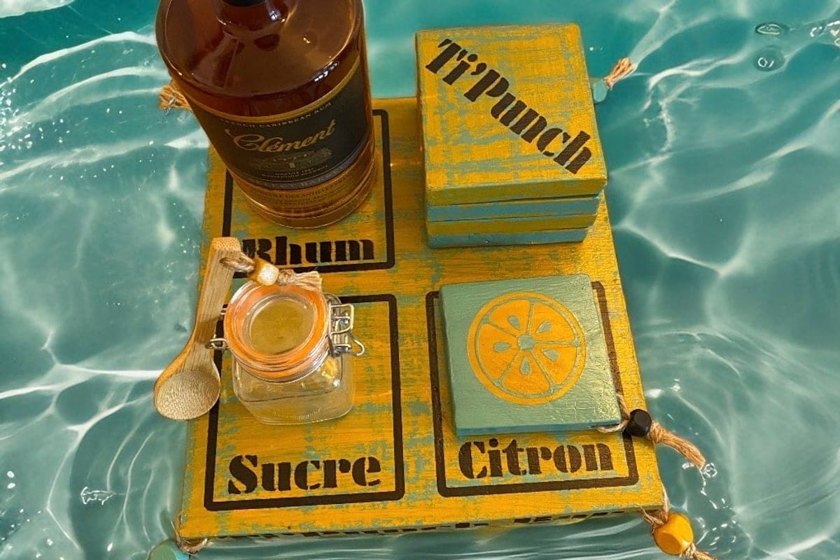 Kit Ti'Punch en bois peint signé Gueule de Bois : rhum, sucre, citron